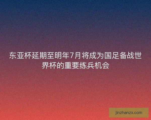 东亚杯延期至明年7月将成为国足备战世界杯的重要练兵机会 东亚杯延期至明年7月将成为国足备战世界杯的重要练兵机会