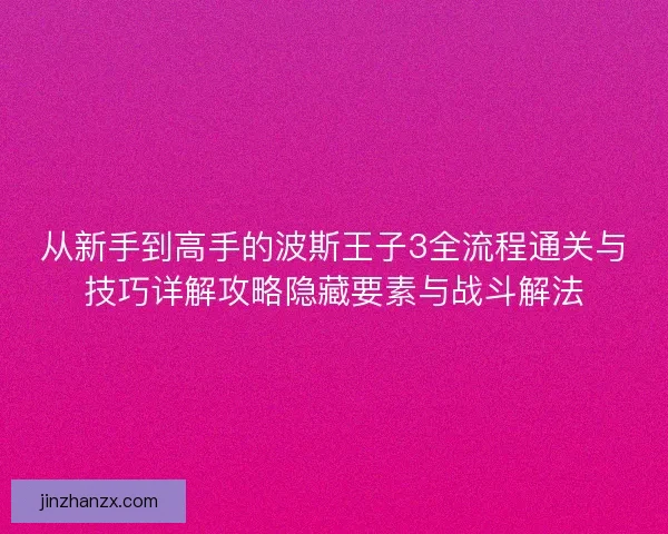 从新手到高手的波斯王子3全流程通关与技巧详解攻略隐藏要素与战斗解法